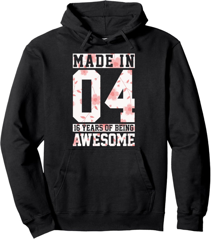 16. Geburtstag Geschenk Made In 2004 Vintage Blumen Muster Pullover Hoodie