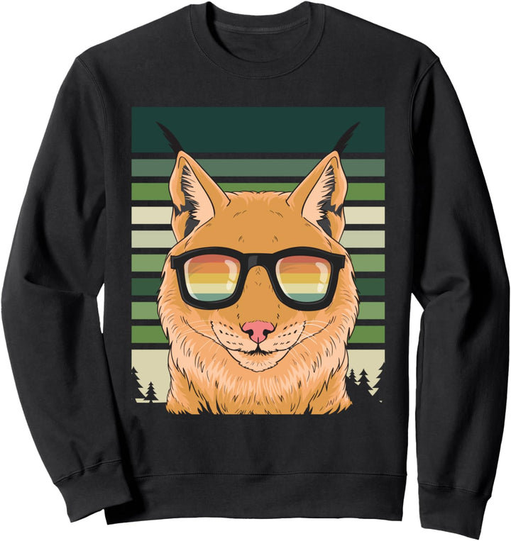 Vintage Luchs Wildkatze Retro Wald Sweatshirt
