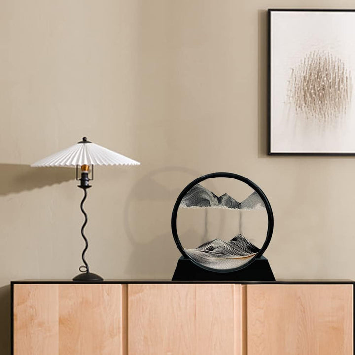 Aoderun Sandbilder Zum Drehen 3d Sanduhr Büro Deko Sand Rundes Glas Fliessender Sand Rahmen Beweglic
