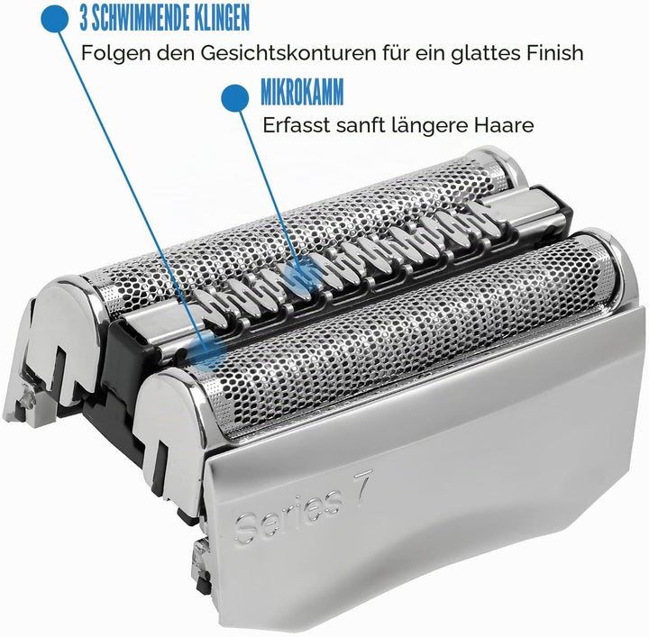 3 Stück 70S Series 7 Ersatzkopf Kompatibel mit Series 7 Elektrorasierer Scherkopf Folie und Cutter R