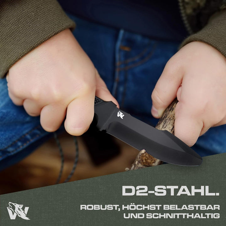 ODENWOLF W-KIDS – Kinder Schnitzmesser Set mit robuster Scheide &amp; süssem Kindermesser Führerschein –