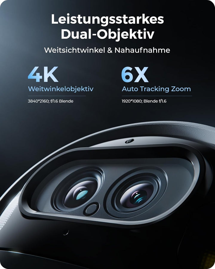 Reolink 4K Solar Überwachungskamera Aussen Akku mit 360° PTZ, Auto-Tracking, Dual Lens, 8MP WLAN Kam