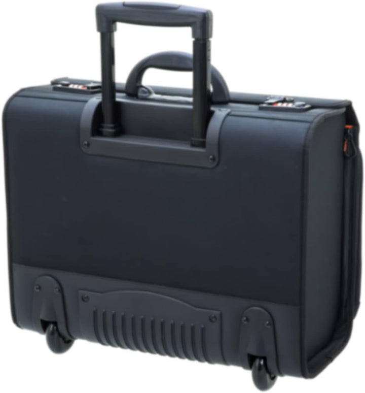 Bowatex Aktenkoffer Pilotenkoffer Erweiterbar Rollen Akten Trolley Schwarz 47 cm