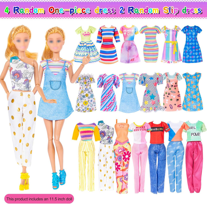 91pcs 11.5 Zoll Mädchen Puppe mit Kleidung Zubehör und Schrank, Prinzessin Mode Kleider, Outfits ,Ba