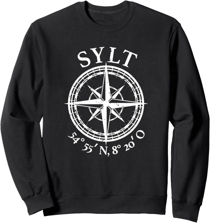 Sylt Nordsee Insel Windrose Koordinaten Geschenkidee Sweatshirt