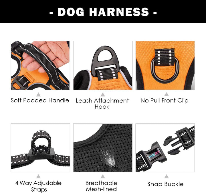 Phoepet Anti-Zieh-Hundegeschirr, reflektierend, verstellbar, mit Clip an der Vorderseite, Weste mit