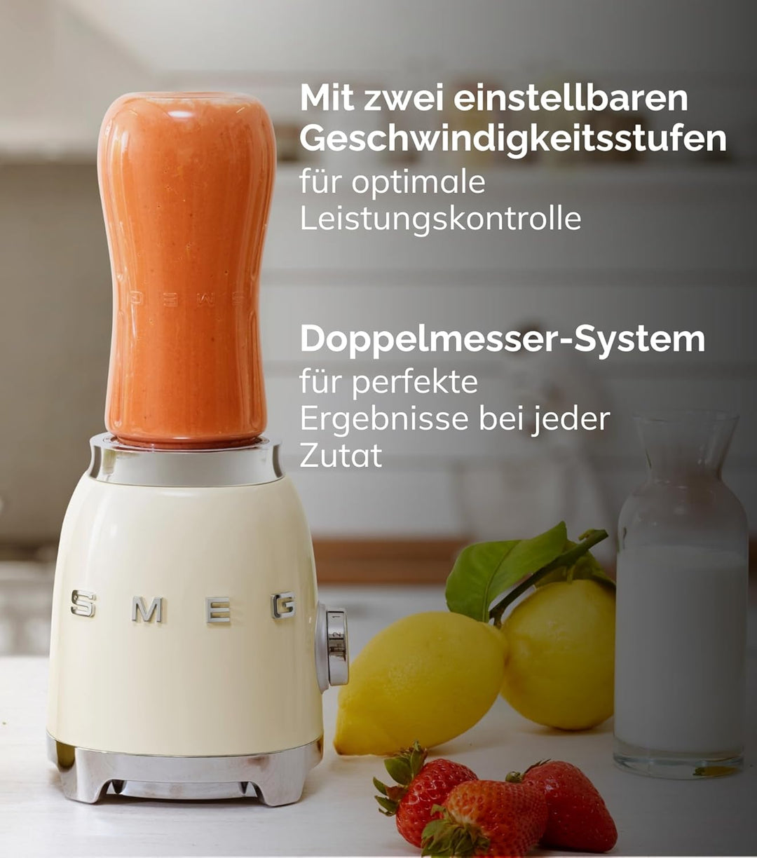 SMEG - Mini Liquidificadora Anni50, Creme PBF01CREU, Creme