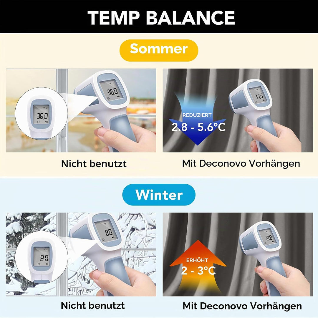 Deconovo Blickdicht verdunklungsvorhänge mit Ösen Thermovorhang Kälteschutz thermo gegen Kälte Therm