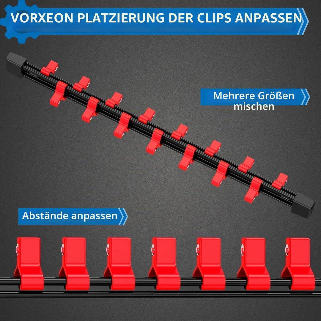 3PCS Stecknuss-Organizer Rot, robuste Schienen für Werkzeugbox und Wand, kompatibel mit steckschlüss