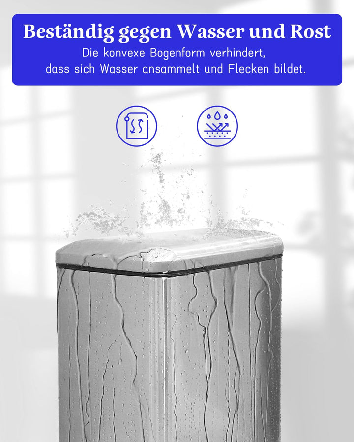 Mülleimer Bad 5L,Rechteckiger Tretmülleimer mit Deckel Mülleimer aus Edelstahl,Schlank Mülleimer mit
