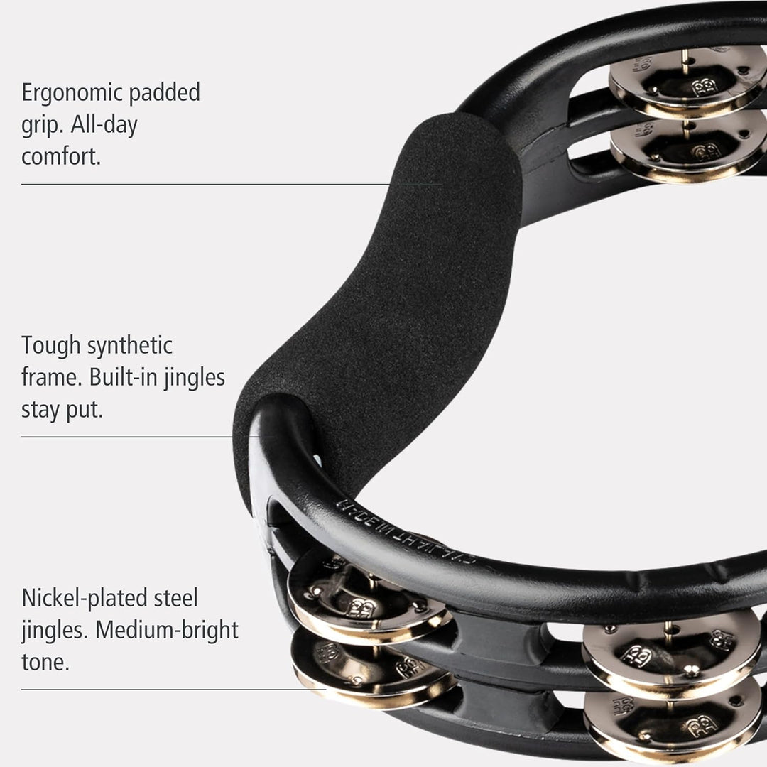 Meinl Percussion TMT1BK Tambourine (ABS-Plastik) mit Stahlschellen (2-reihig) - Handmodell, schwarz
