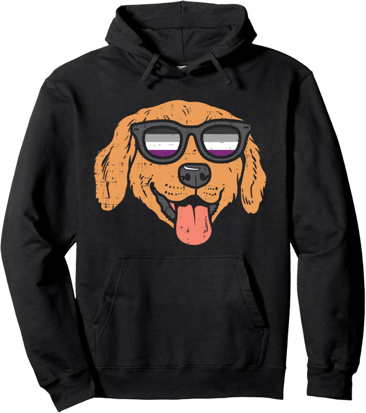 Golden Retriever Dog LGBTQ Asexual Flag Ace Pride Ally Pullover Hoodie