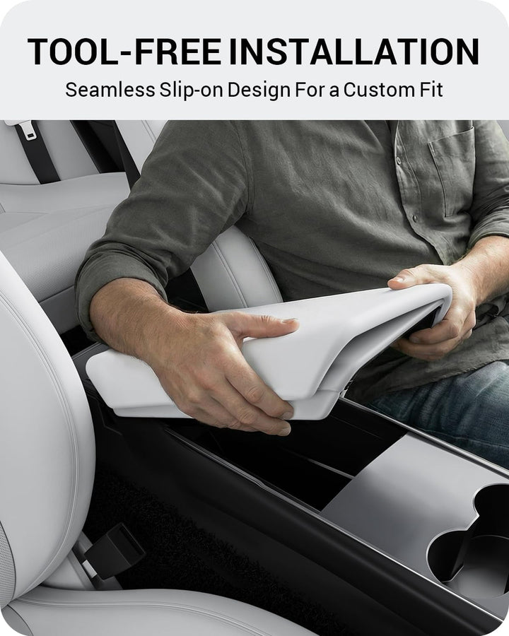 BASENOR Tesla Model 3 Model Y Mittelkonsole Abdeckung TPE Armlehnenabdeckung rutschfeste Schutzabdec
