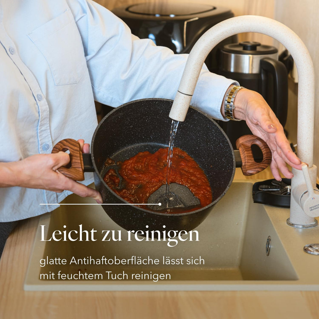 FLORINA Aluminiumtopf MASTER BLACK 20 cm 2.1L | Antihaftbeschichtung | Für alle Herdarten inkl. Indu