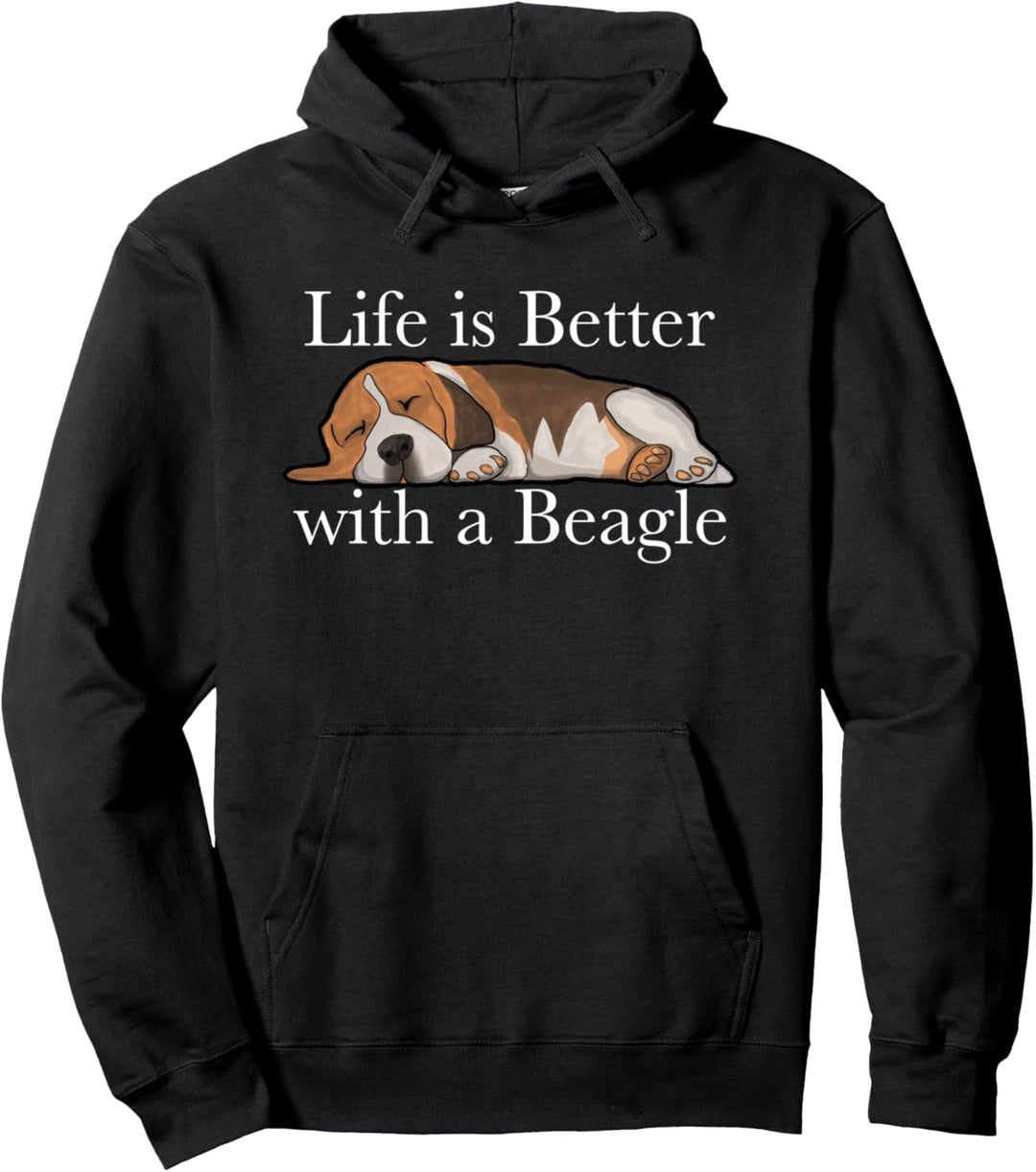 Lustiger Spruch "Life is better with beagles" Pullover Hoodie