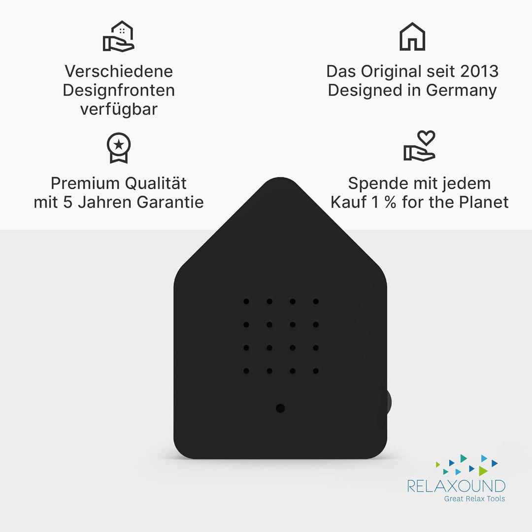 RELAXOUND ORIGINAL Zwitscherbox Black Dark – Moderne Vogelgezwitscher Box – Entspannender Vogelgesan
