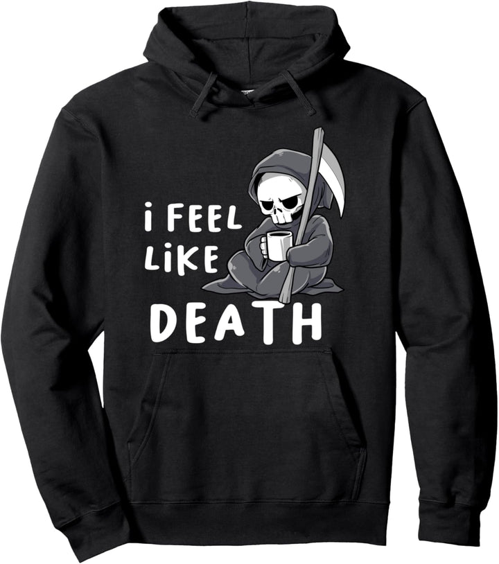 Sensenmann Kaffee Morgens Aufstehen Morgenmuffel Skelett Pullover Hoodie