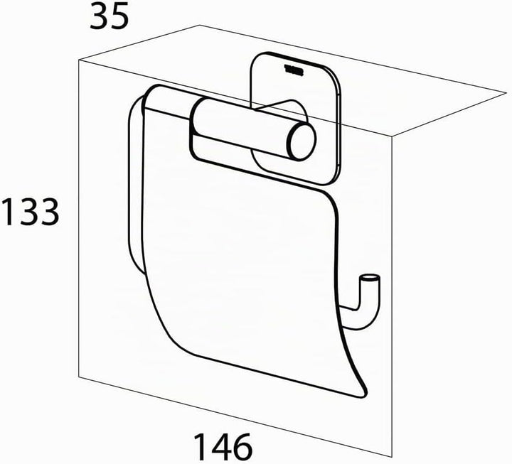 Tiger Colar Toilettenpapierhalter mit Deckel zum Kleben, Edelstahl, Schwarz pulverbeschichtet, mit i