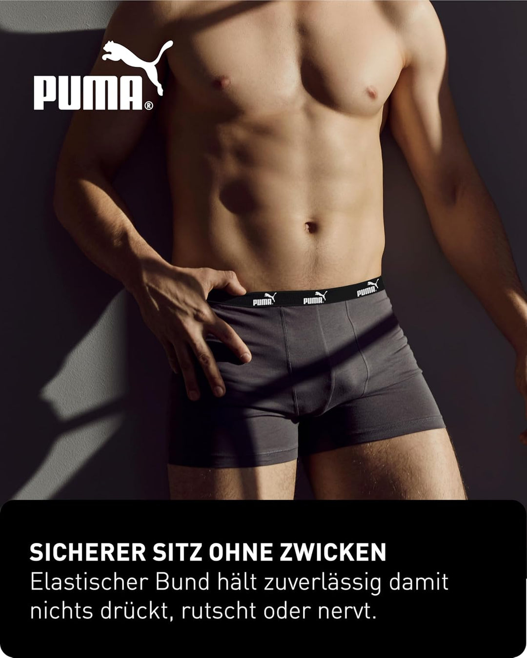 PUMA Boxershort 6er Pack Herren Basic Black Limited Edition Anthracite-black-new L, Anthracite-black