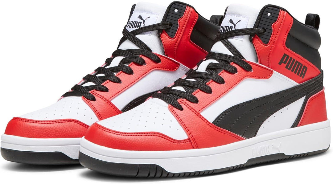 Puma Unisex Rebound V6Sneaker 39 EU Weiss mit Rot, 39 EU Weiss mit Rot