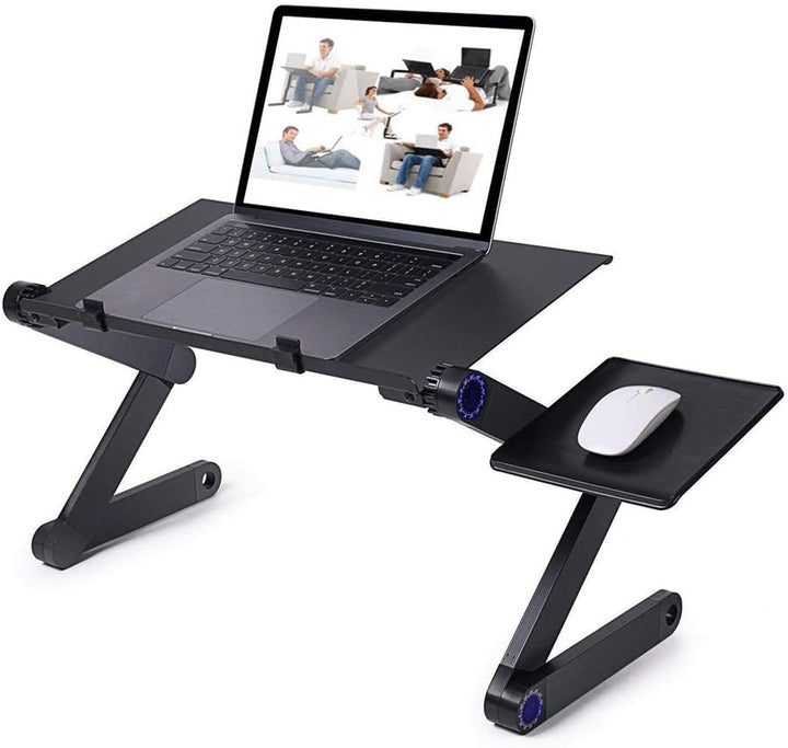 INF Verstellbarer Laptoptisch mit Mausmatte - Schwarz
