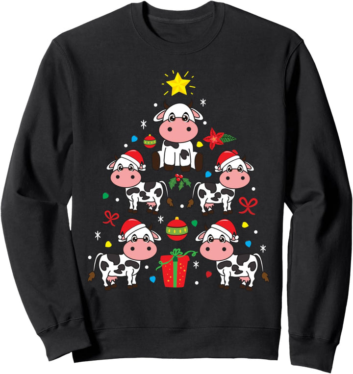 Cow Kuh Weihnachten Lustiger Baum Geschenk Sweatshirt