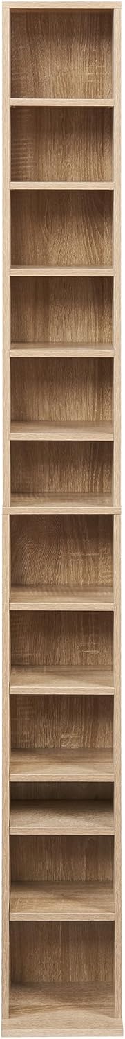 [en.casa] CD Regal Tynset DVD Regal mit 12 Ablagefächern CD Aufbewahrung 175 x 20 x 20 cm Standregal