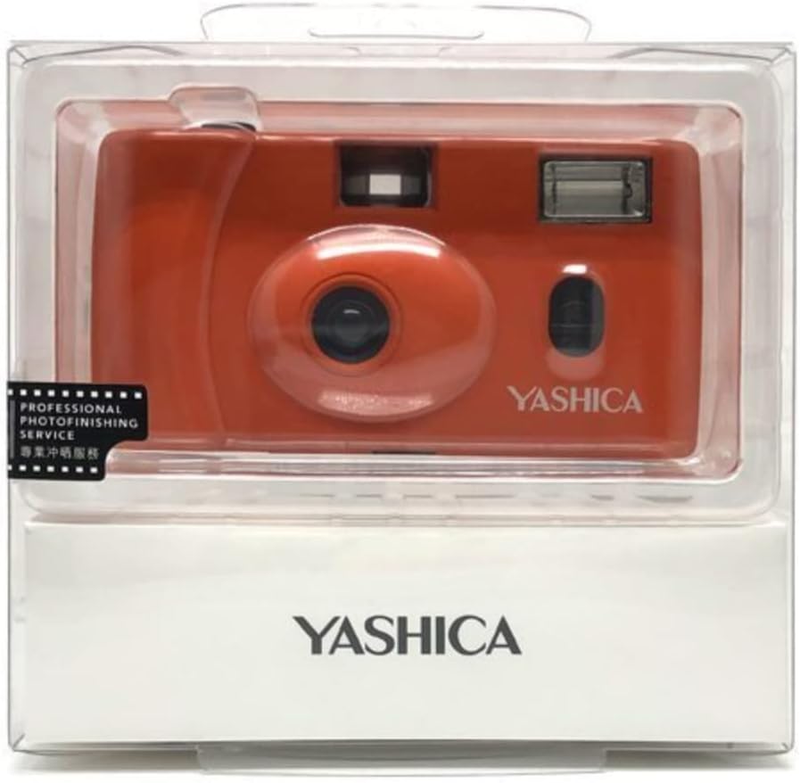 Yashica MF-1 orange Snapshot 35 mm Kleinbild Kamera-Set (mit eingelegtem Film + Batterie ), orange