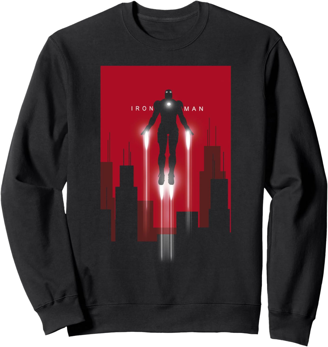 Marvel Iron Man Fly Up City Skyline Silhouette Sweatshirt