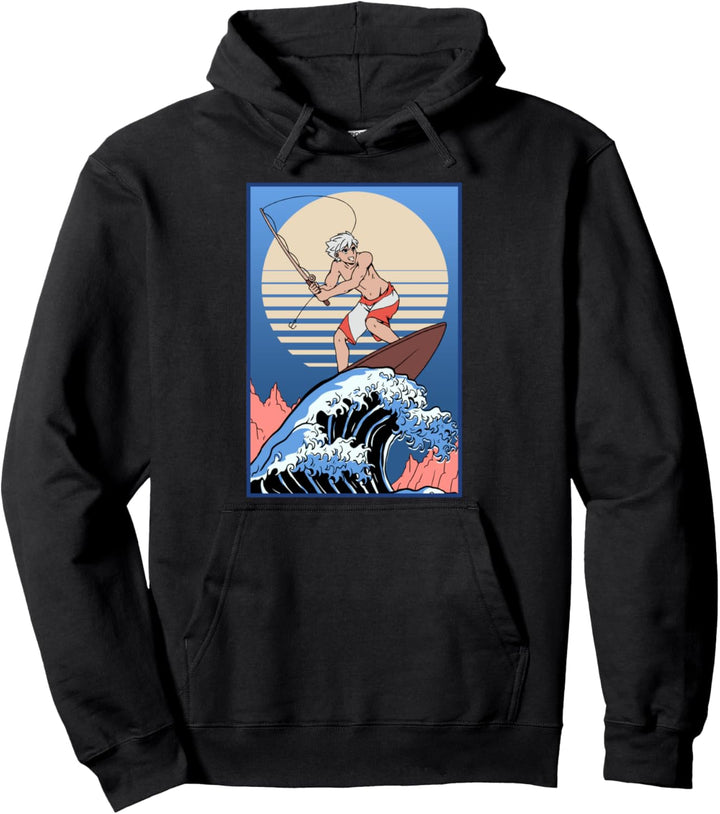 Surfer Anime Boy Angeln Kanagawa Surfen Fischer Angler Pullover Hoodie