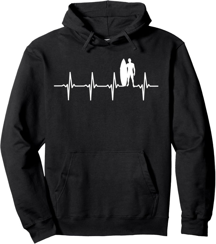 Surfen Herzschlag Heartbeat - Surfer &amp; Wellenreiter Geschenk Pullover Hoodie