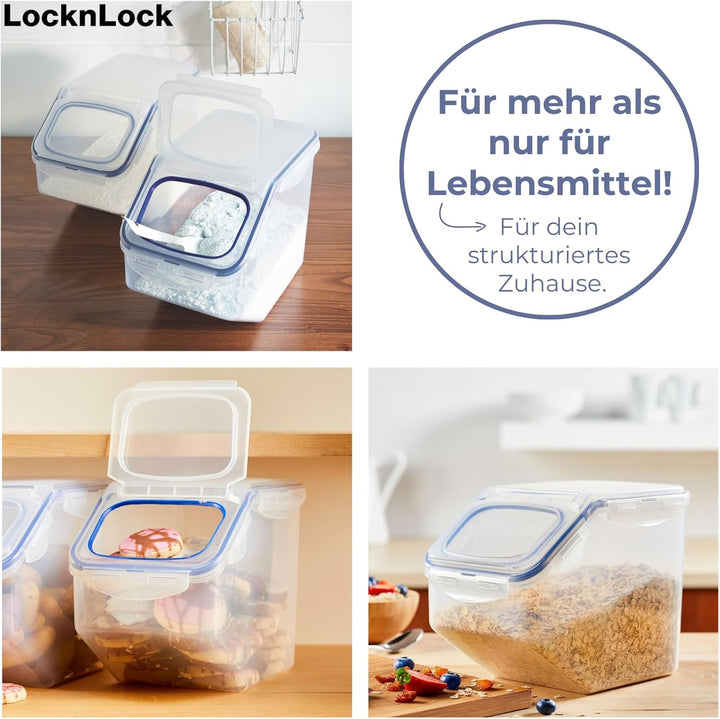 LocknLock PP Classic Küchen Caddy mit Klappdeckel | 5L | 25,7 x 15,7 x 19,1 cm | Vorratsdose Schüttd