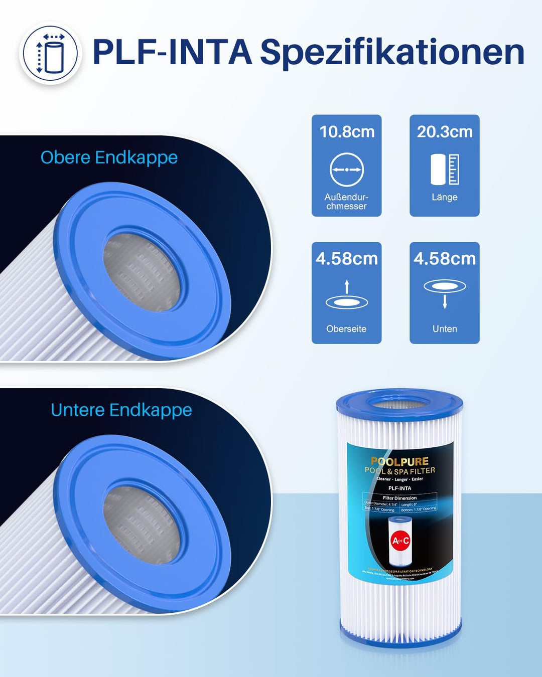 POOLPURE Typ A oder C (29000E/59900E) Poolfilter Ersatz für Intex Poolpumpe, Easy Set Poolfilter, So