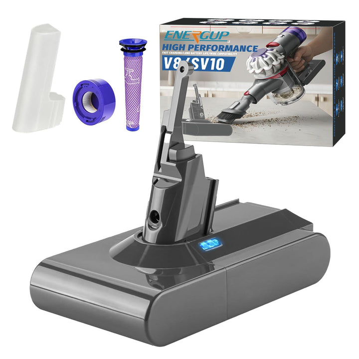 V8 Akku 4600mAh Ersatzakku für Dyson V8 Akku Animal/Absolute/Motorhead/Fluffy Staubsauger mit 2 Filt