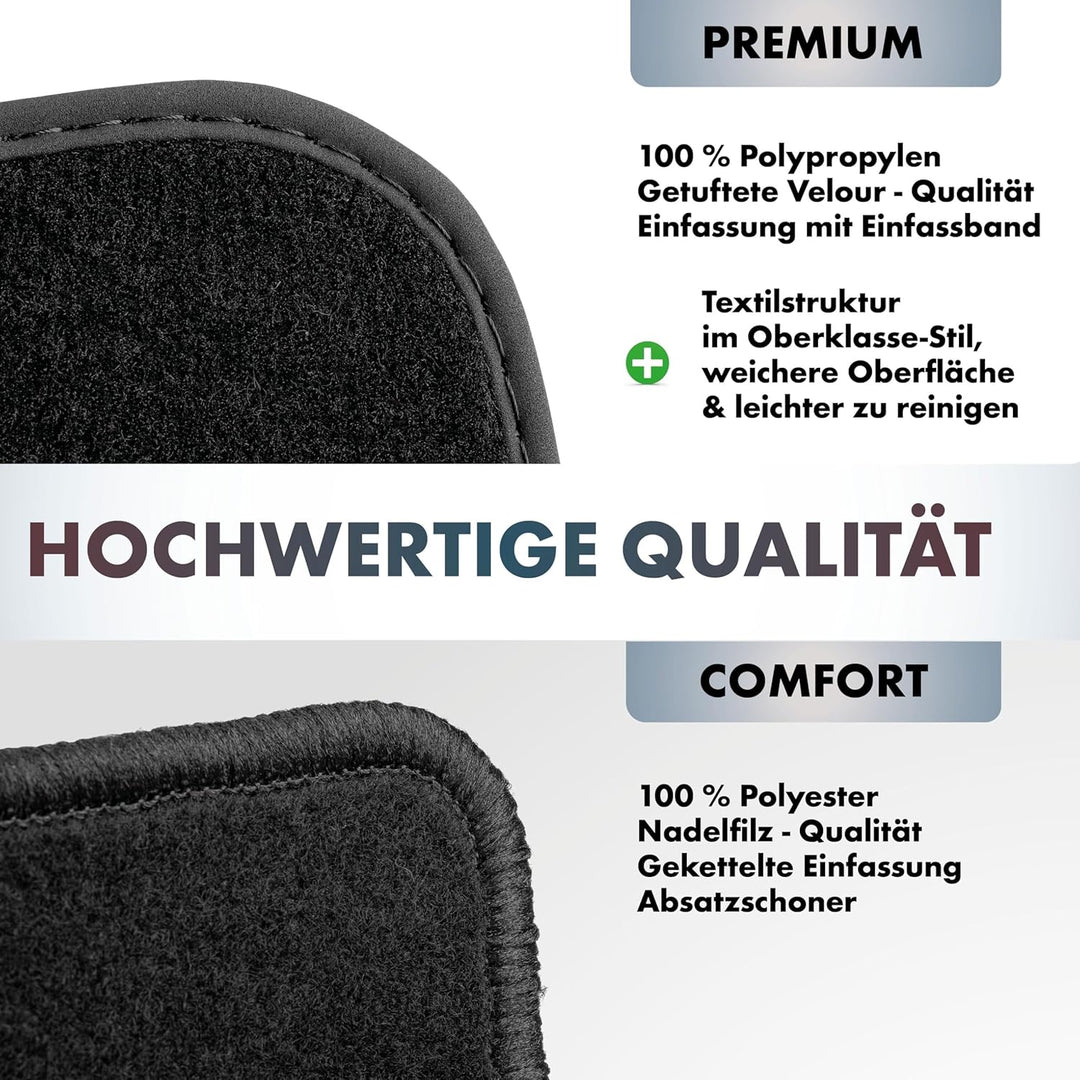 WALSER Premium Auto Teppiche für VW Passat B8 08/2014-Heute, B8 Variant 08/2014-Heute, 100% passgena