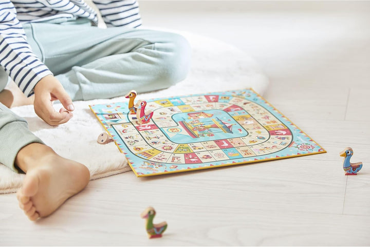 Janod - Carrousel Multi-Games Box Set - Classic Family Games - Draughts game, Ludo, Yellow Dwarf, 7