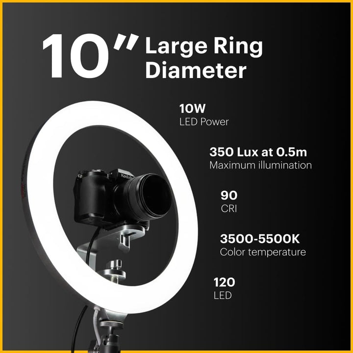 Kodak LED Ringlicht mit Stativ für Smartphones & kleine DSLR- und Actioncams (25cm Durchmesser; Vers
