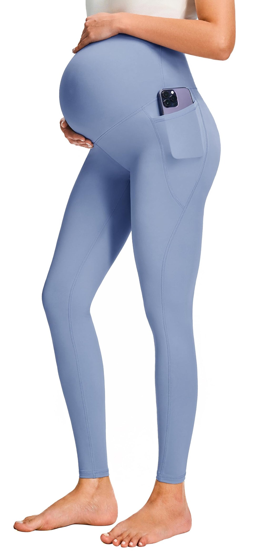 JOYSPELS Umstandsleggings über dem Bauch mit Taschen, Nicht durchsichtig, Workout-Schwangerschafts-L