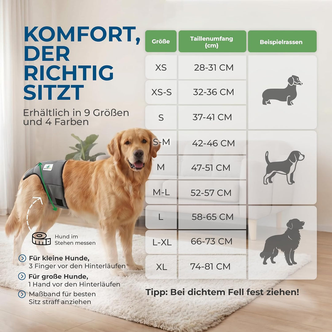 Nature Pet Hunde-Läufigkeitshose für Hündinnen - Hundewindel für Rüden - Kein lästiges Einfädeln der