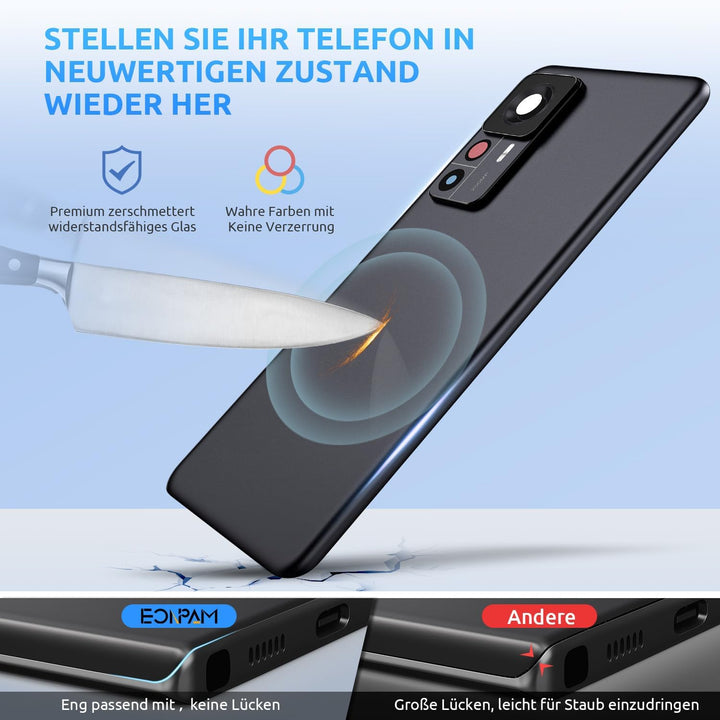 Eonpam Akkudeckel für Xiaomi 12T Pro Rückseite Glas Original Backcover Back Glas Ersatz Reparatur Se