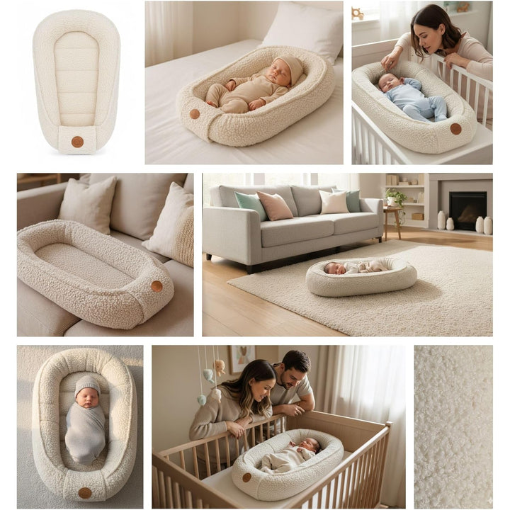 Babynest Nestchen Baby aus boucle - Babynestchen Neugeborene Nest für Kinder Bett und Babybett tragb
