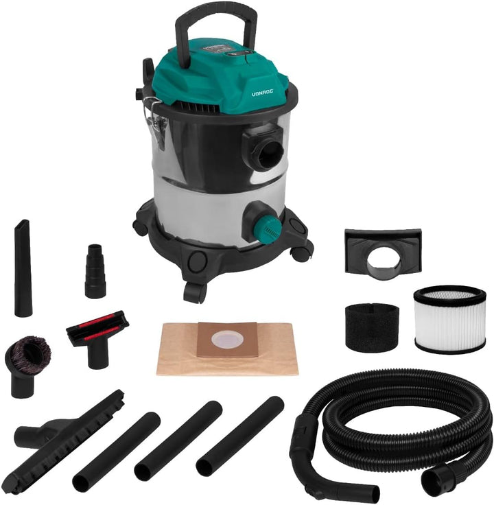 VONROC Nass und Trockensauger - Nasssauger, Industriesauger trocken und nass - Werkstattsauger 1400W
