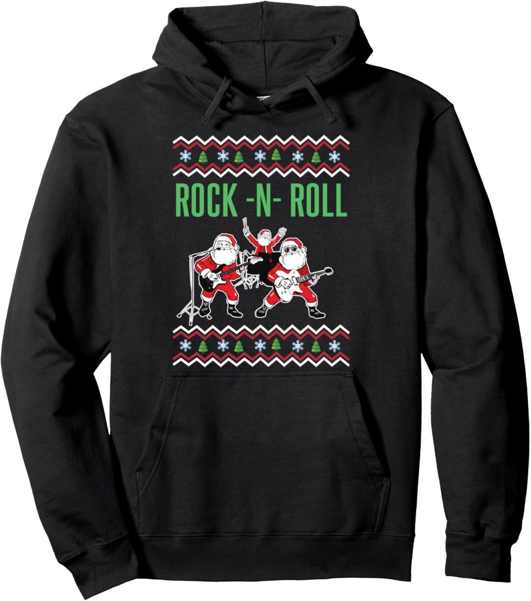 Rock n Roll Weihnachtsshirt Santa Rocks Music Band T-Shirt Pullover Hoodie