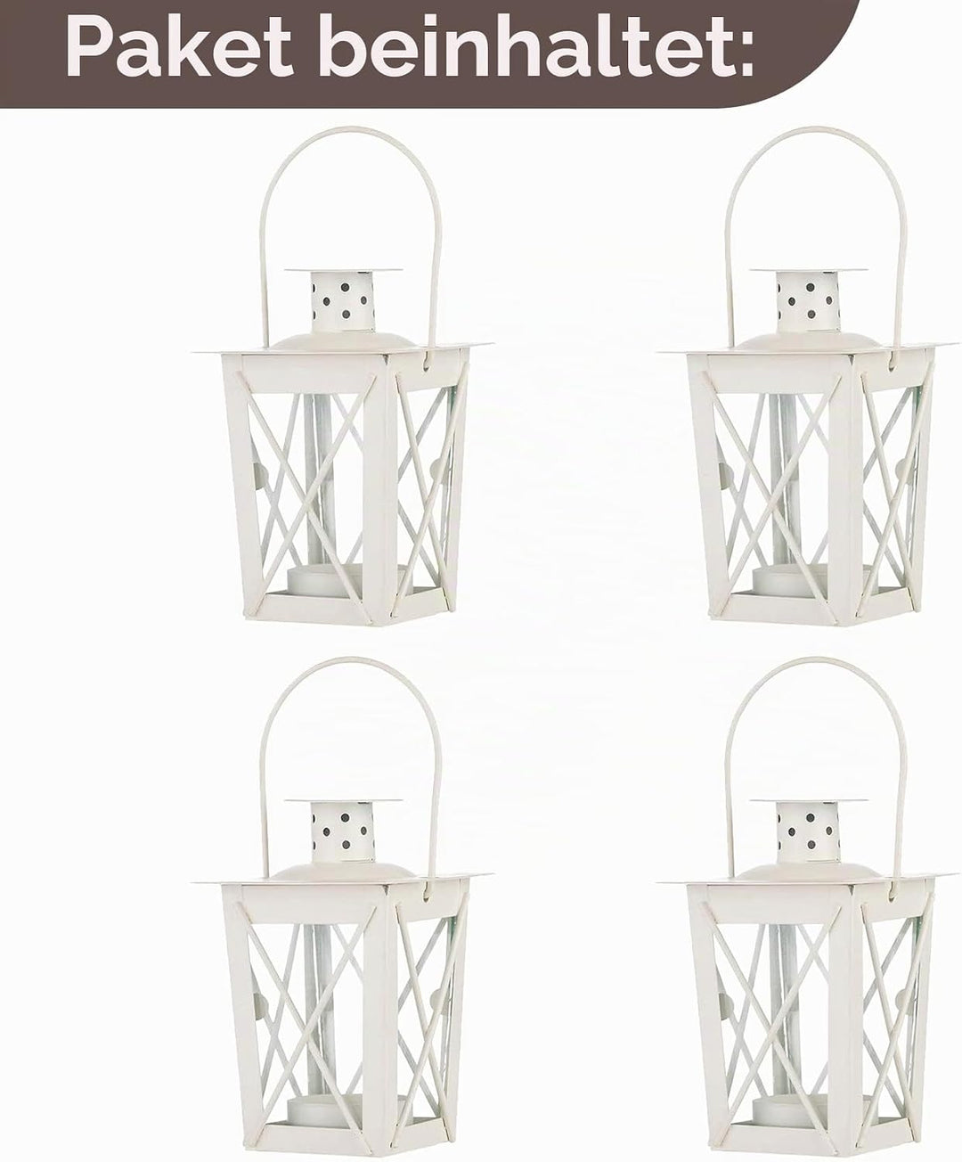 NUPTIO 4 Stück Lanterne en Verre à Terre Suspendue, Lanterne en Verre Portable, Petite Lanterne Rétr