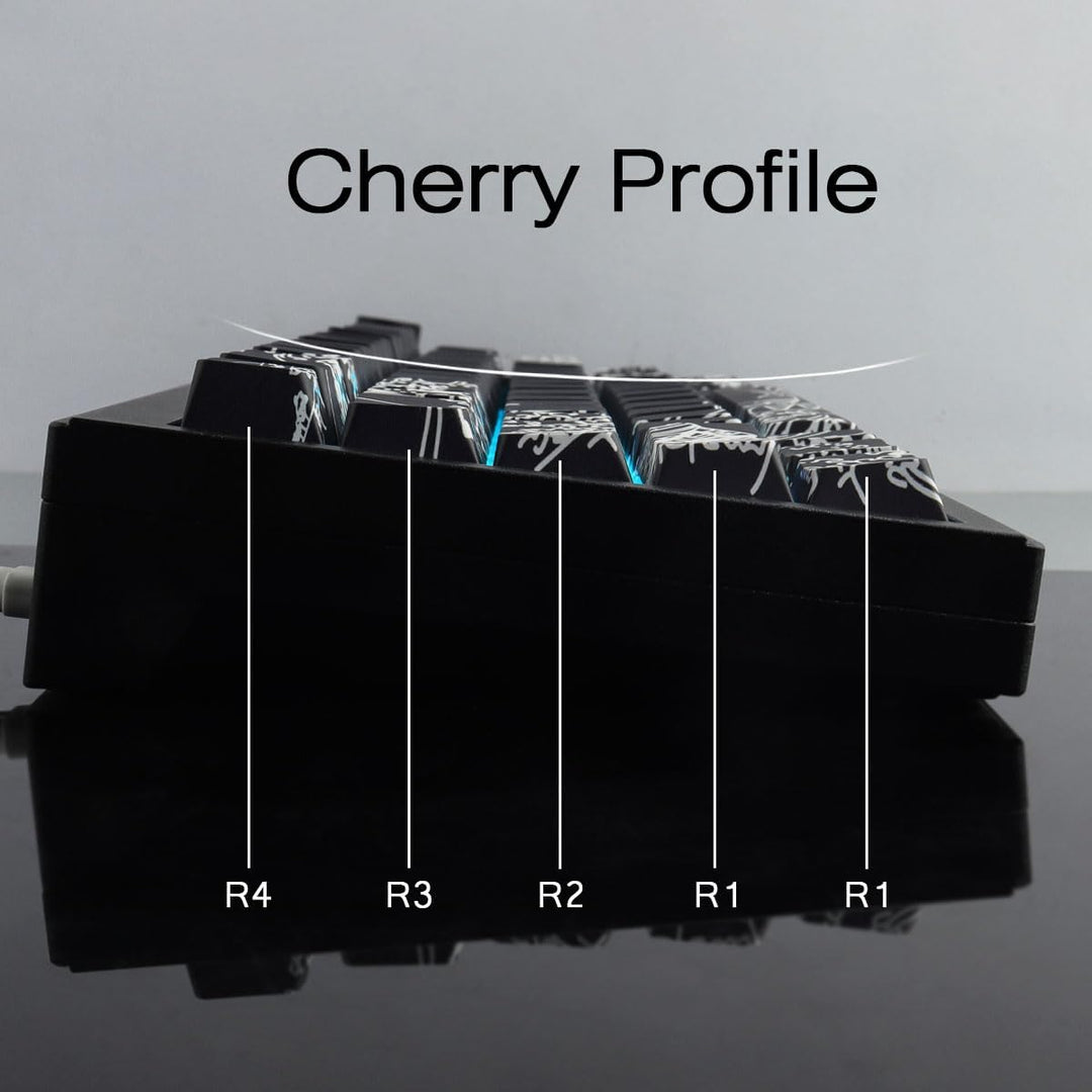 Sunzit PBT Keycaps 135 Tasten Custom Keycaps Cherry Profile Dye-Sub Tastenkappen Set Schwarz Welle V
