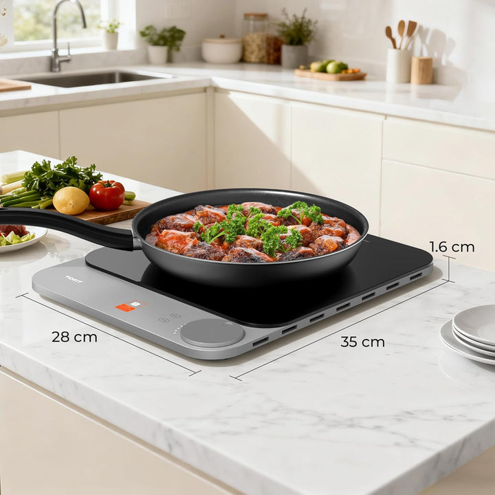 TOKIT Induktionskochplatte automatische Topferkennung 2100W 1-Tasten-Steuerung 16mm ultra-dünn Sous-