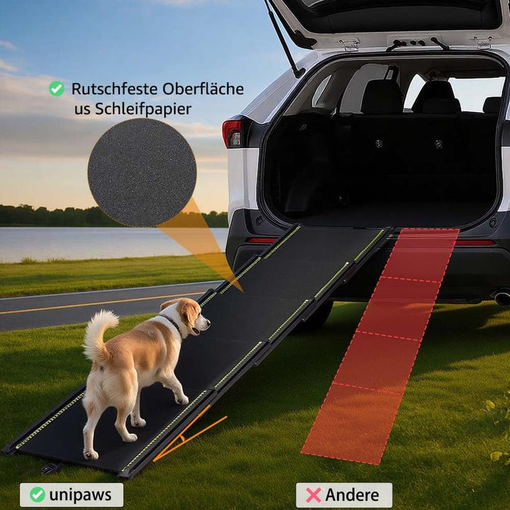 unipaws 190 cm extra Lange Hunderampe für Auto, SUV & LKW, ausziehbare tragbare Haustier-Treppenramp