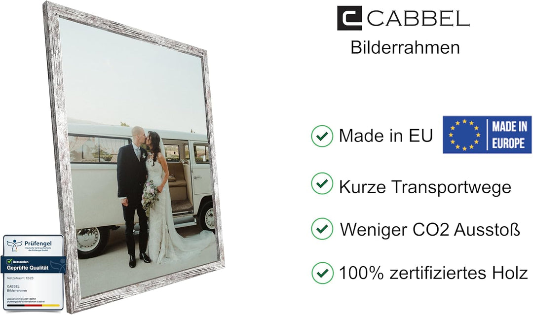 CABBEL 1x Bilderrahmen 50x70 cm Birke Rahmen 1-Pack | Dokumentenrahmen, Collage, Poster | MDF Holz-P