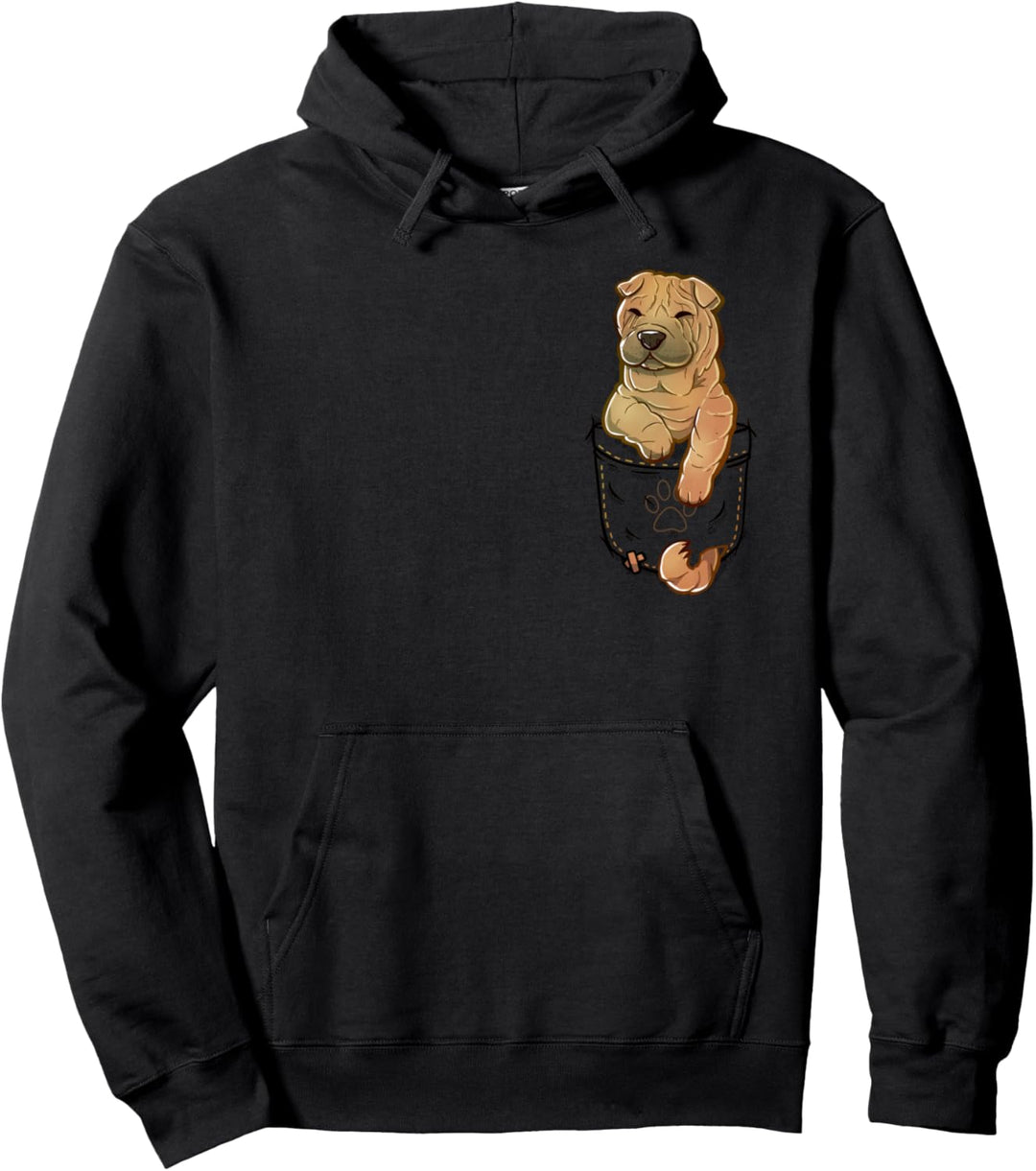 Pocket Cute Shar Pei Puppy Süsser Shar Pei-Welpe Pullover Hoodie