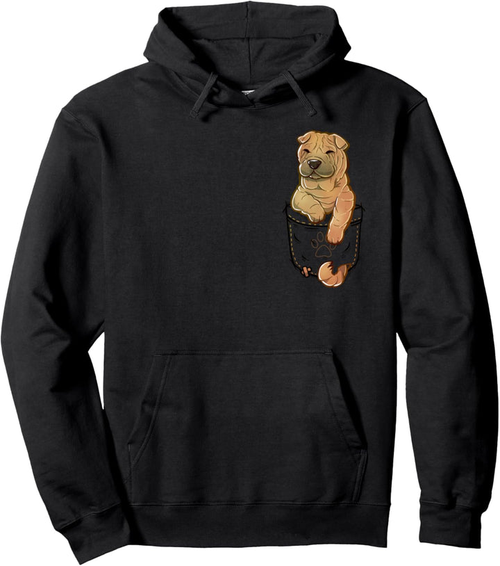 Pocket Cute Shar Pei Puppy Süsser Shar Pei-Welpe Pullover Hoodie
